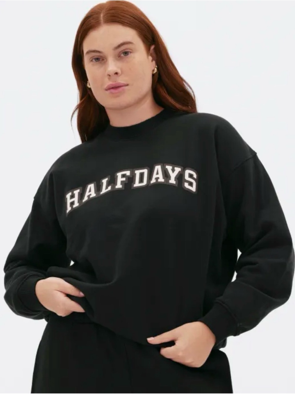 Halfdays Ski Club Black Crewneck Sweatshirt- Cozy and Oversized